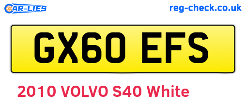 GX60EFS are the vehicle registration plates.