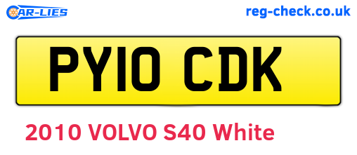 PY10CDK are the vehicle registration plates.