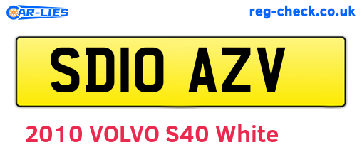 SD10AZV are the vehicle registration plates.