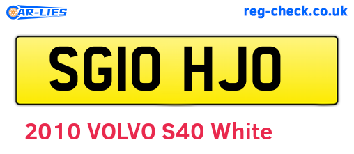 SG10HJO are the vehicle registration plates.