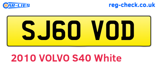 SJ60VOD are the vehicle registration plates.