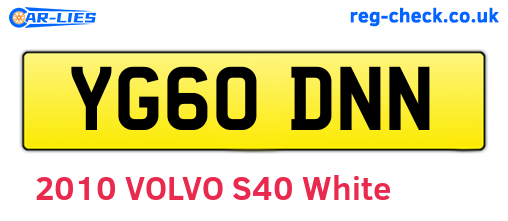 YG60DNN are the vehicle registration plates.