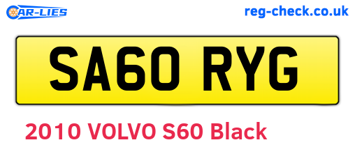 SA60RYG are the vehicle registration plates.