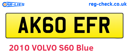 AK60EFR are the vehicle registration plates.