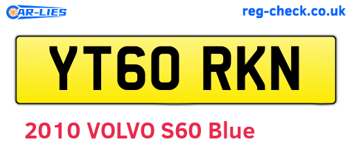 YT60RKN are the vehicle registration plates.