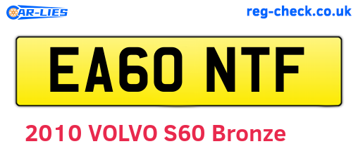 EA60NTF are the vehicle registration plates.