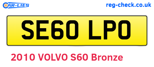 SE60LPO are the vehicle registration plates.