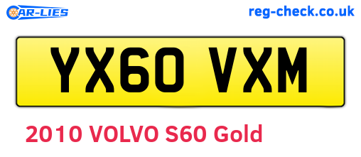 YX60VXM are the vehicle registration plates.