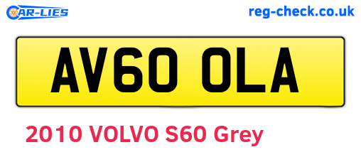 AV60OLA are the vehicle registration plates.