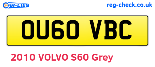 OU60VBC are the vehicle registration plates.