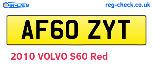 AF60ZYT are the vehicle registration plates.