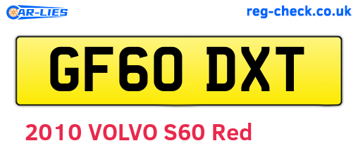 GF60DXT are the vehicle registration plates.
