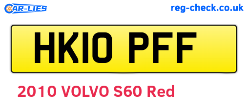 HK10PFF are the vehicle registration plates.