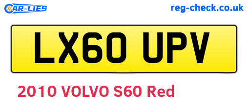 LX60UPV are the vehicle registration plates.
