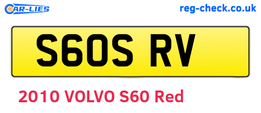 S60SRV are the vehicle registration plates.