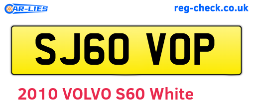 SJ60VOP are the vehicle registration plates.