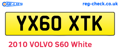 YX60XTK are the vehicle registration plates.