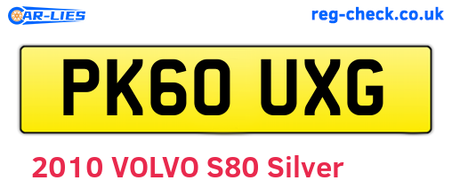 PK60UXG are the vehicle registration plates.