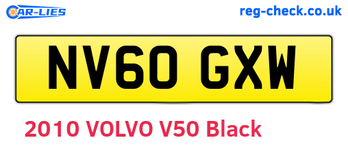 NV60GXW are the vehicle registration plates.