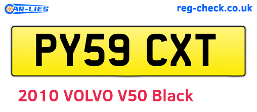 PY59CXT are the vehicle registration plates.
