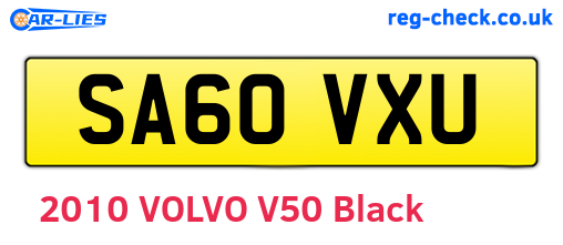 SA60VXU are the vehicle registration plates.