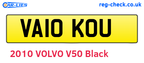 VA10KOU are the vehicle registration plates.