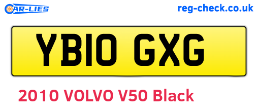 YB10GXG are the vehicle registration plates.