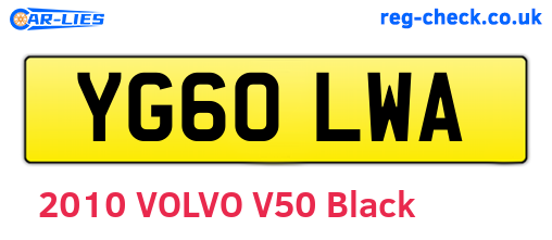 YG60LWA are the vehicle registration plates.