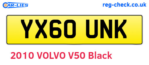 YX60UNK are the vehicle registration plates.