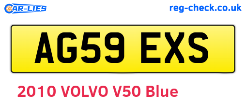 AG59EXS are the vehicle registration plates.
