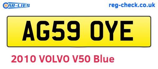 AG59OYE are the vehicle registration plates.