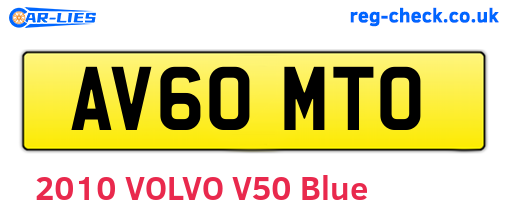 AV60MTO are the vehicle registration plates.
