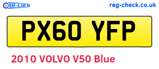 PX60YFP are the vehicle registration plates.