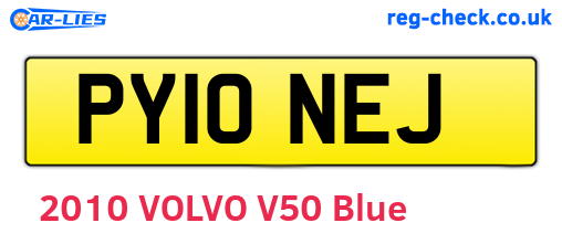PY10NEJ are the vehicle registration plates.