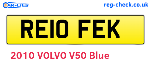 RE10FEK are the vehicle registration plates.