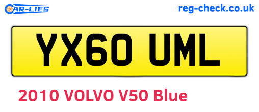 YX60UML are the vehicle registration plates.