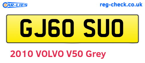 GJ60SUO are the vehicle registration plates.
