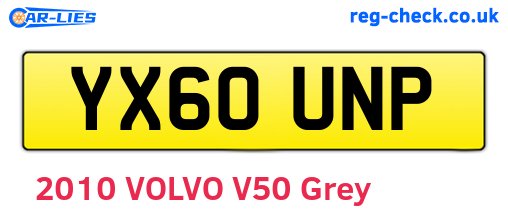 YX60UNP are the vehicle registration plates.