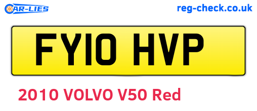 FY10HVP are the vehicle registration plates.