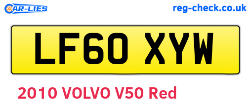 LF60XYW are the vehicle registration plates.