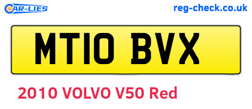 MT10BVX are the vehicle registration plates.