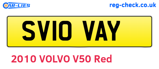 SV10VAY are the vehicle registration plates.
