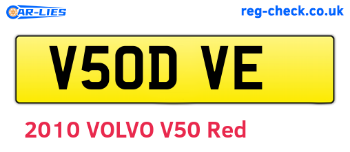 V50DVE are the vehicle registration plates.