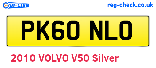 PK60NLO are the vehicle registration plates.