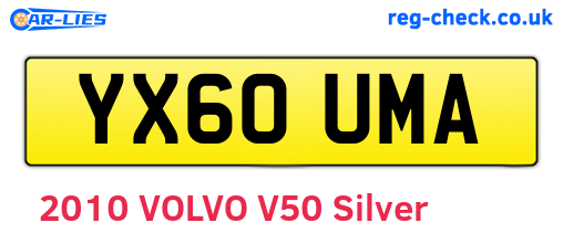 YX60UMA are the vehicle registration plates.