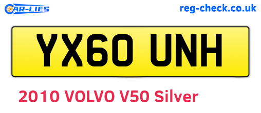 YX60UNH are the vehicle registration plates.