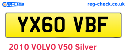 YX60VBF are the vehicle registration plates.