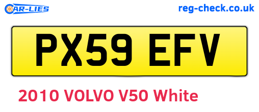 PX59EFV are the vehicle registration plates.