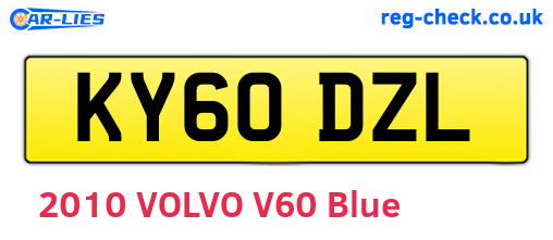 KY60DZL are the vehicle registration plates.