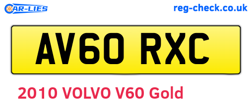 AV60RXC are the vehicle registration plates.